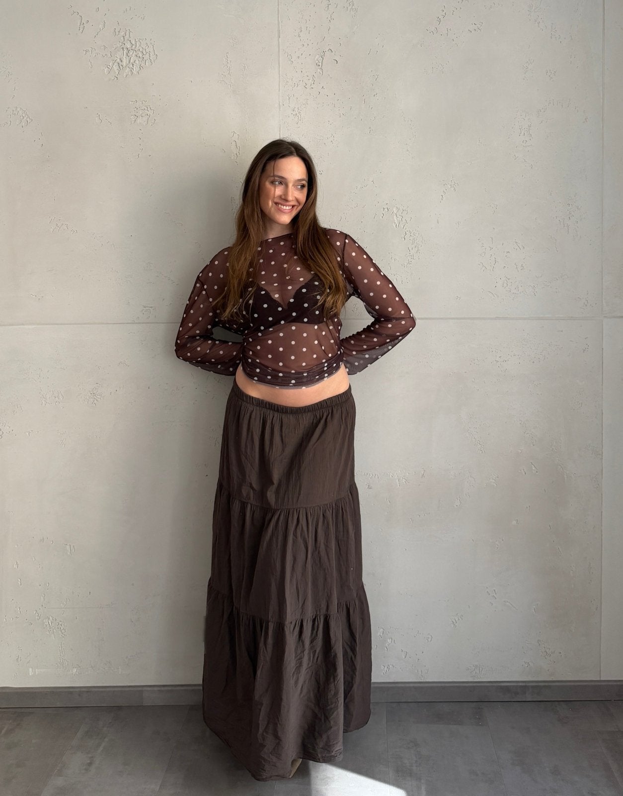 Falda maxi de algodón: mi prenda favorita para el verano con diseño escalonado