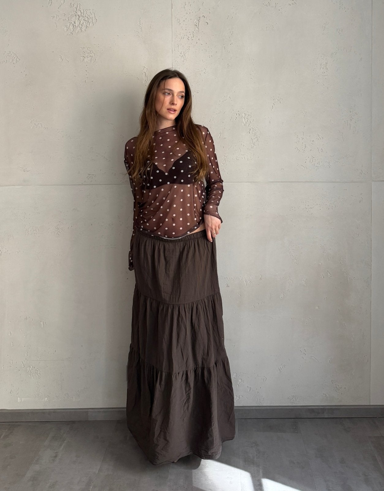 Falda maxi de algodón: mi prenda favorita para el verano con diseño escalonado